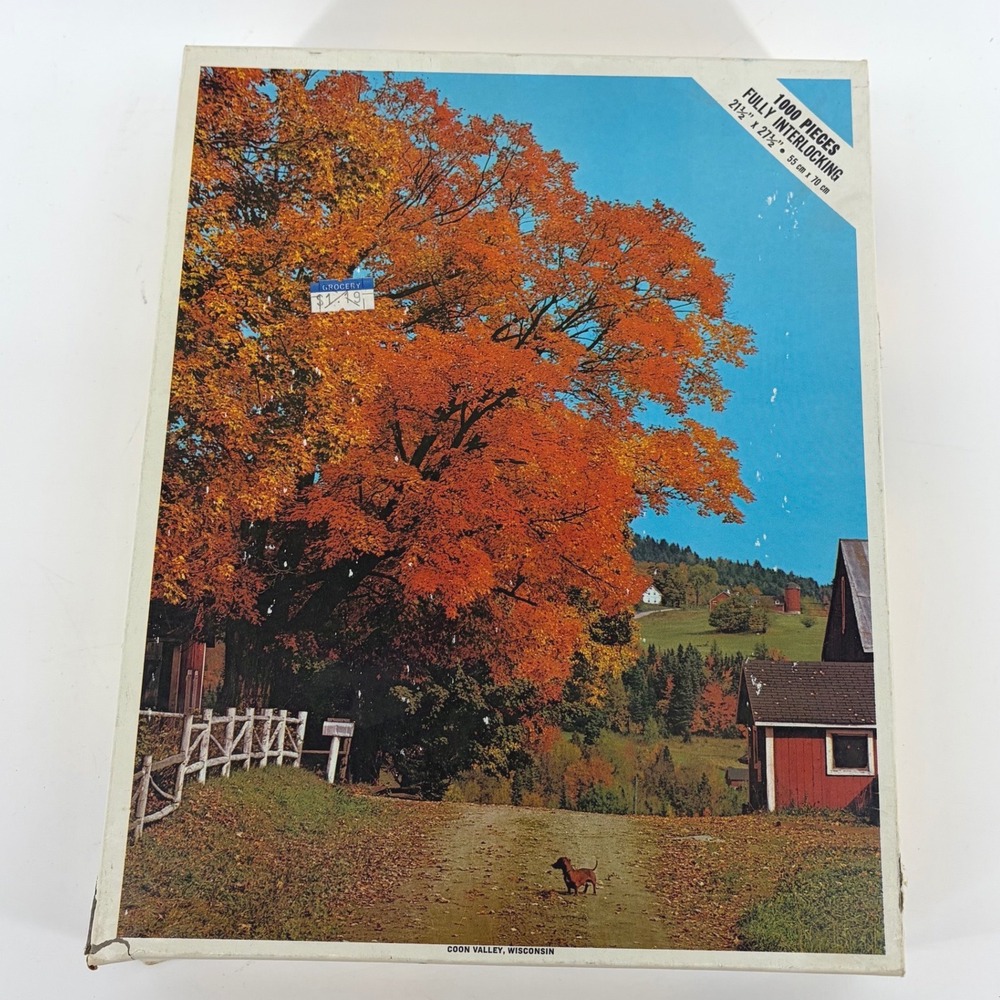 Whitman Jigsaw Puzzle 1000 Piece Coon Valley Wisconsin Autumn 4777 Vintage
